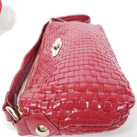 Elliott Lucca Red Patent Leather Woven Leather Bag - Picture 8 of 14